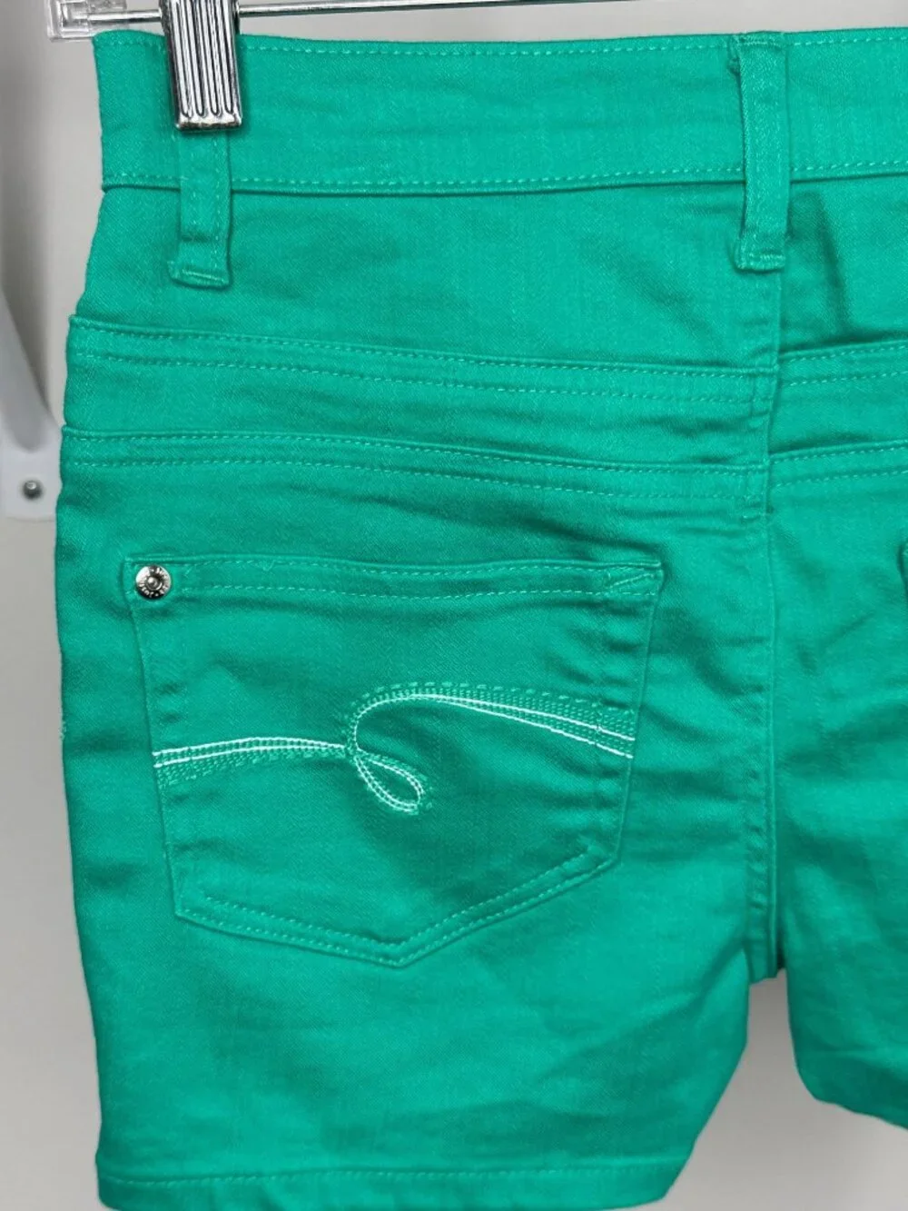 Justice Premium Green Stretch Denim Shorts Girls 14R